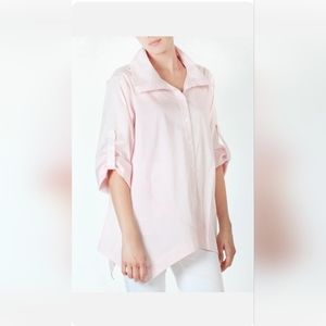 INAE Collection women's tab sleeve wide collar Lavender blouse sz Large